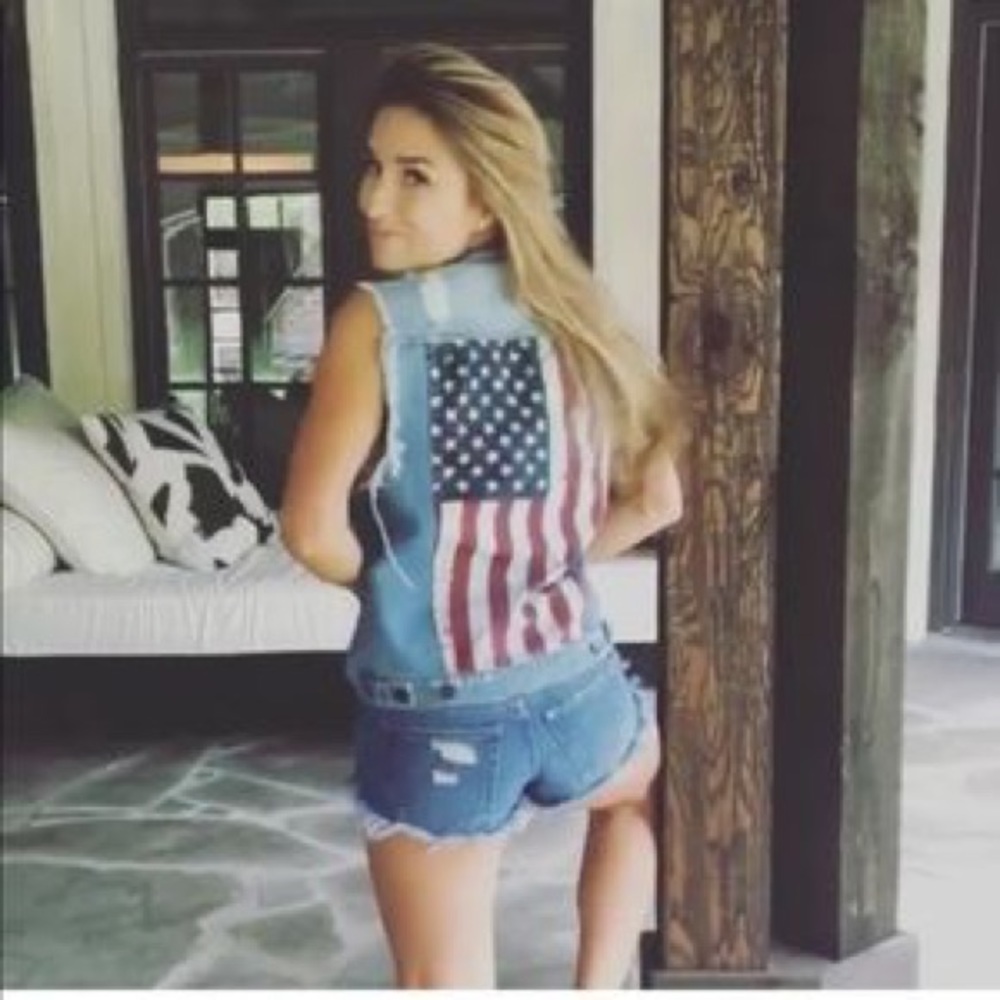 Kittenish Denim American flag vest! Size M